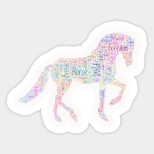 Horse Animal Silhouette Shape Text Word Cloud Sticker